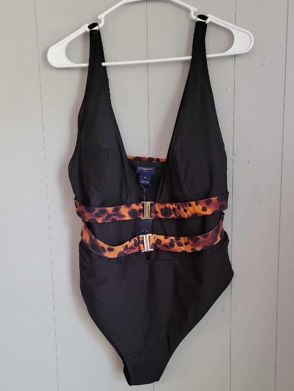 Fox & Royal Swim Women's One Piece Swimsuit Black Animal Print